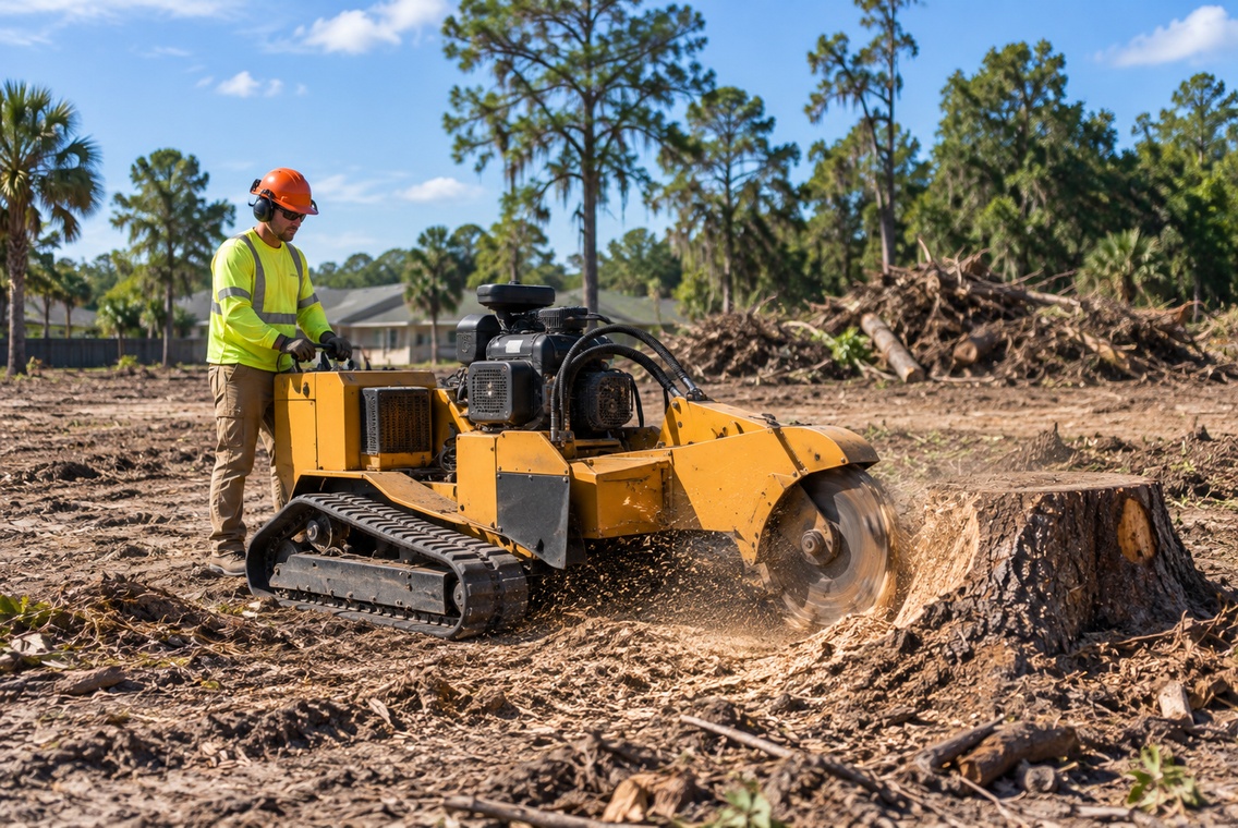 Stump and Debris Grinding After Land Clearing in Sanford: Getting to a Pad-Ready Site
