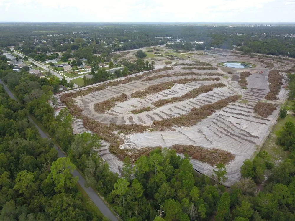 Aerial view after land clearing