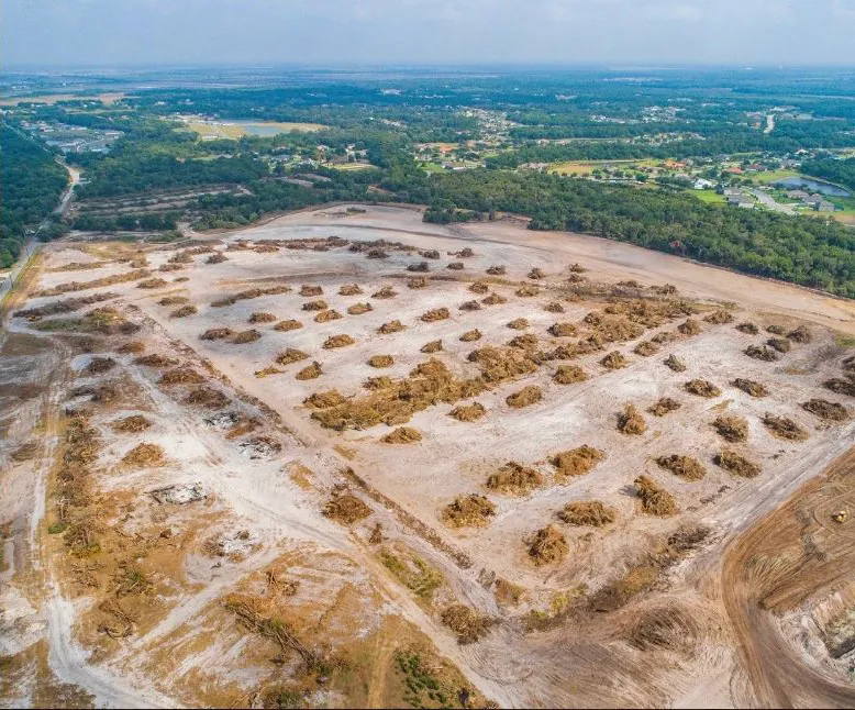 Aerial view of a Florida property after land clearing service